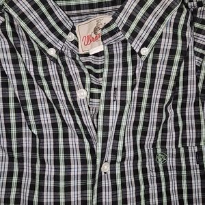 Wrangler Black and Green Checkered Dress Shirt